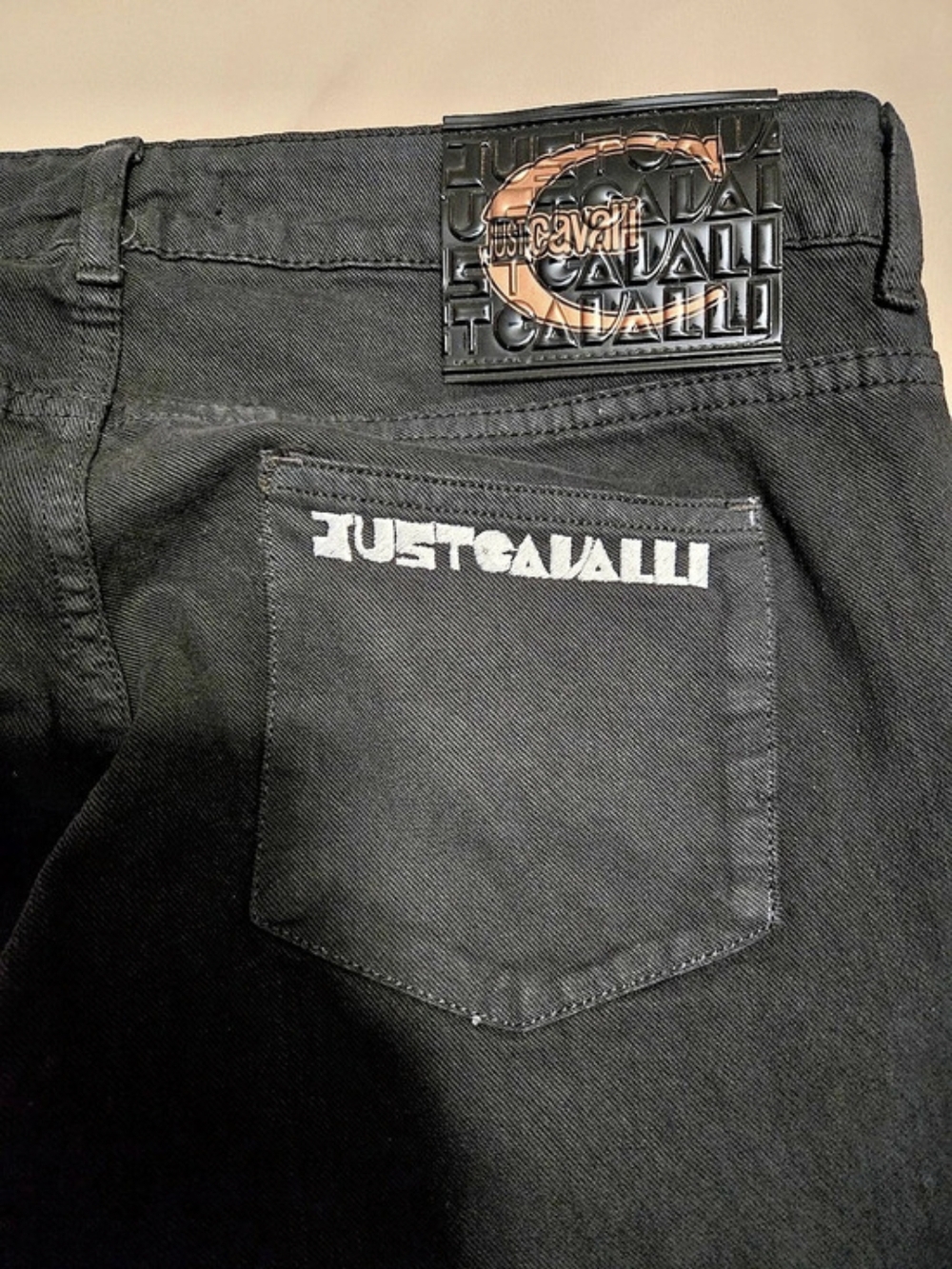 Just Cavalli Black Embroidered Pocket Denim Jeans Size 30 / IT 44 NWOT